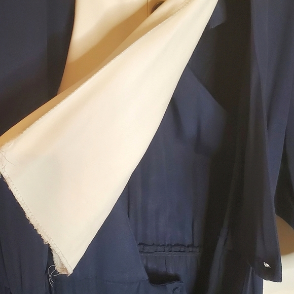 One-Piece Boxy Navy 80s Business Pantsuit with Removable Dickie - Picture 7 of 15